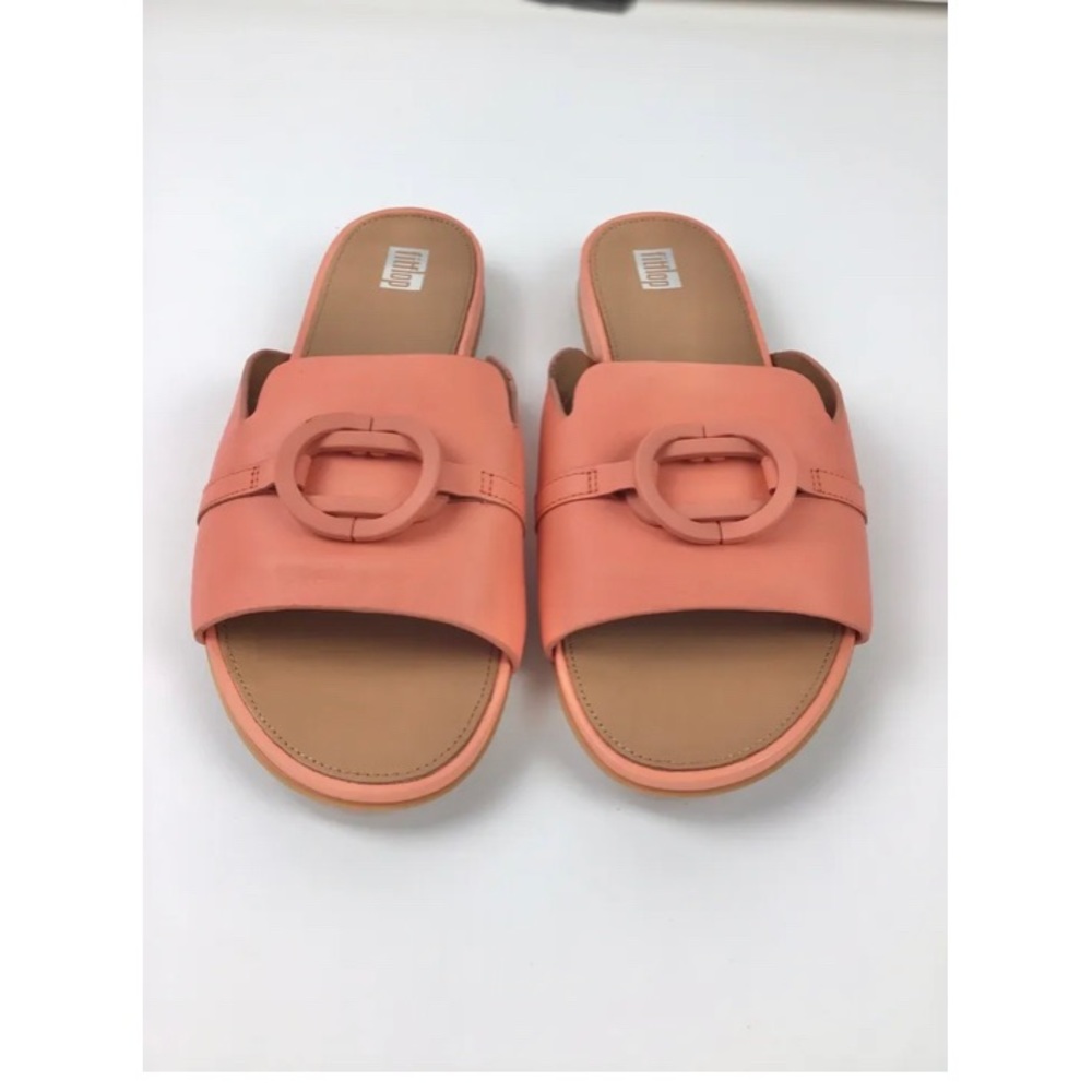 Fitflop Gracie Rubber Circlet Leather Slide Sunshine Coral Size 5$ 110
